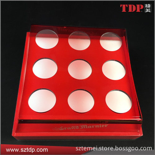 Wholesale Transparent Red Acrylic Wine Display Base with Leds